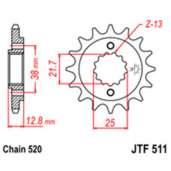JT JT Gear Box Sprockets G/B 511-15T KAW